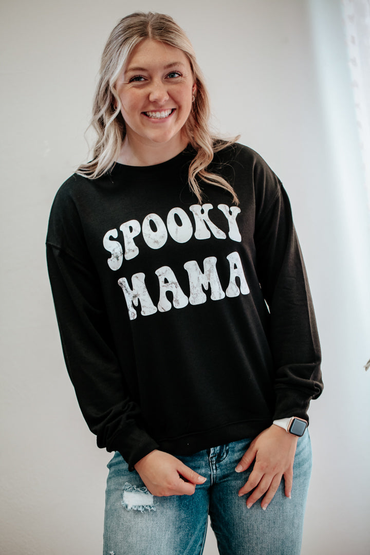 womens  black spooky mama sweatshirt