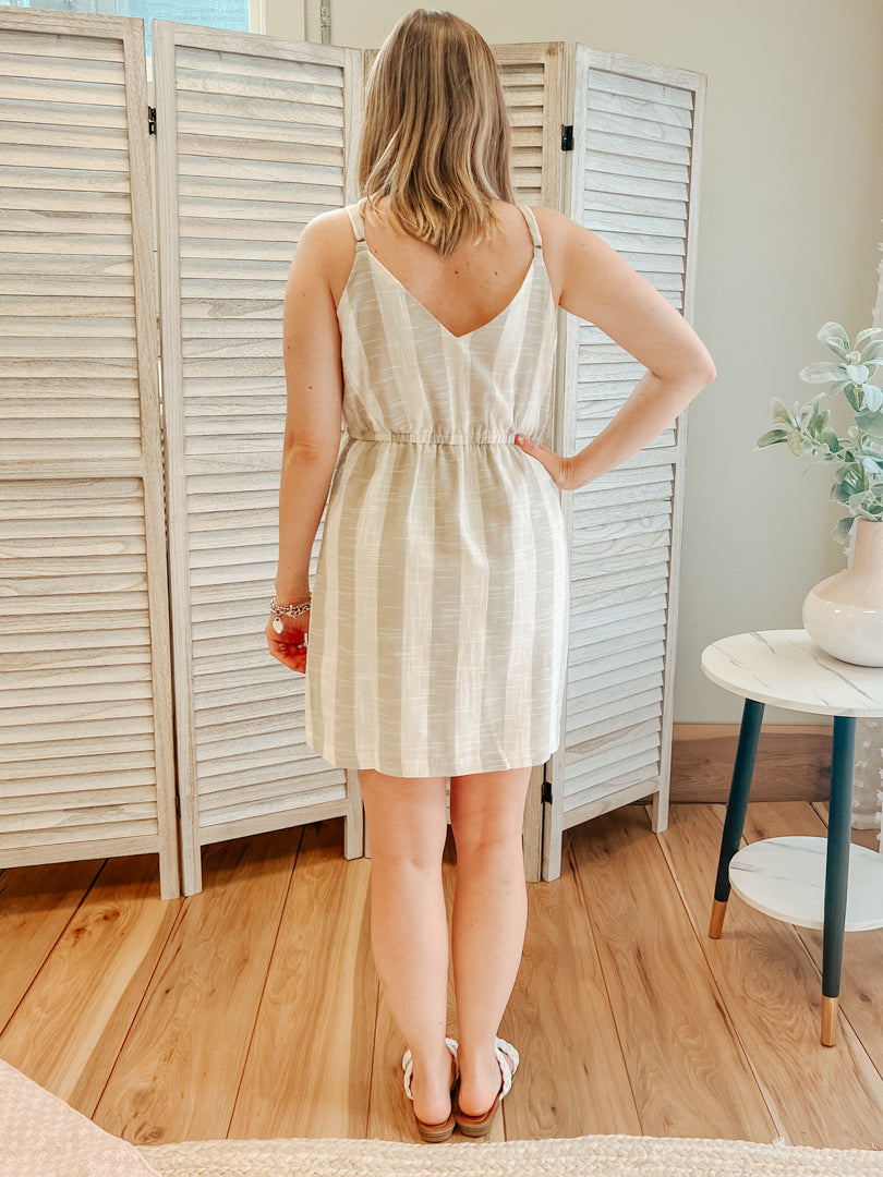 Linen Blend Striped Dress