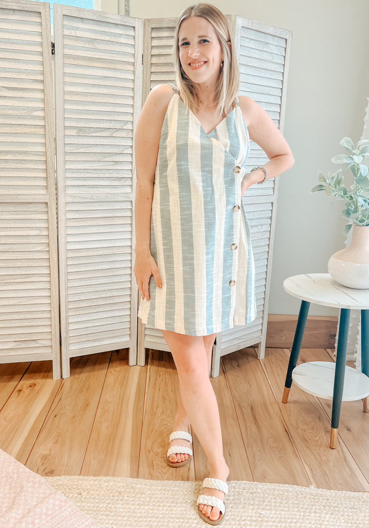 Linen Blend Striped Dress
