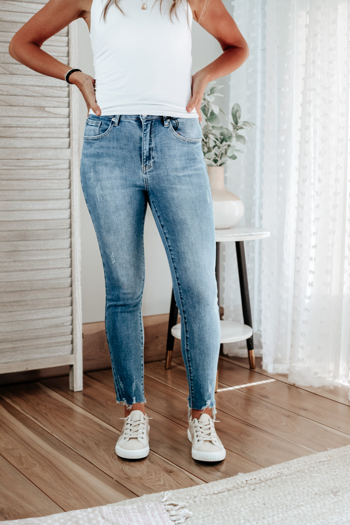 womens medium wash mid-rise skinny jeans risen denim