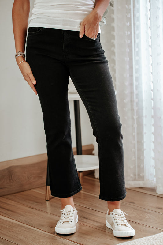 vervet womens black crop flare high rise jeans