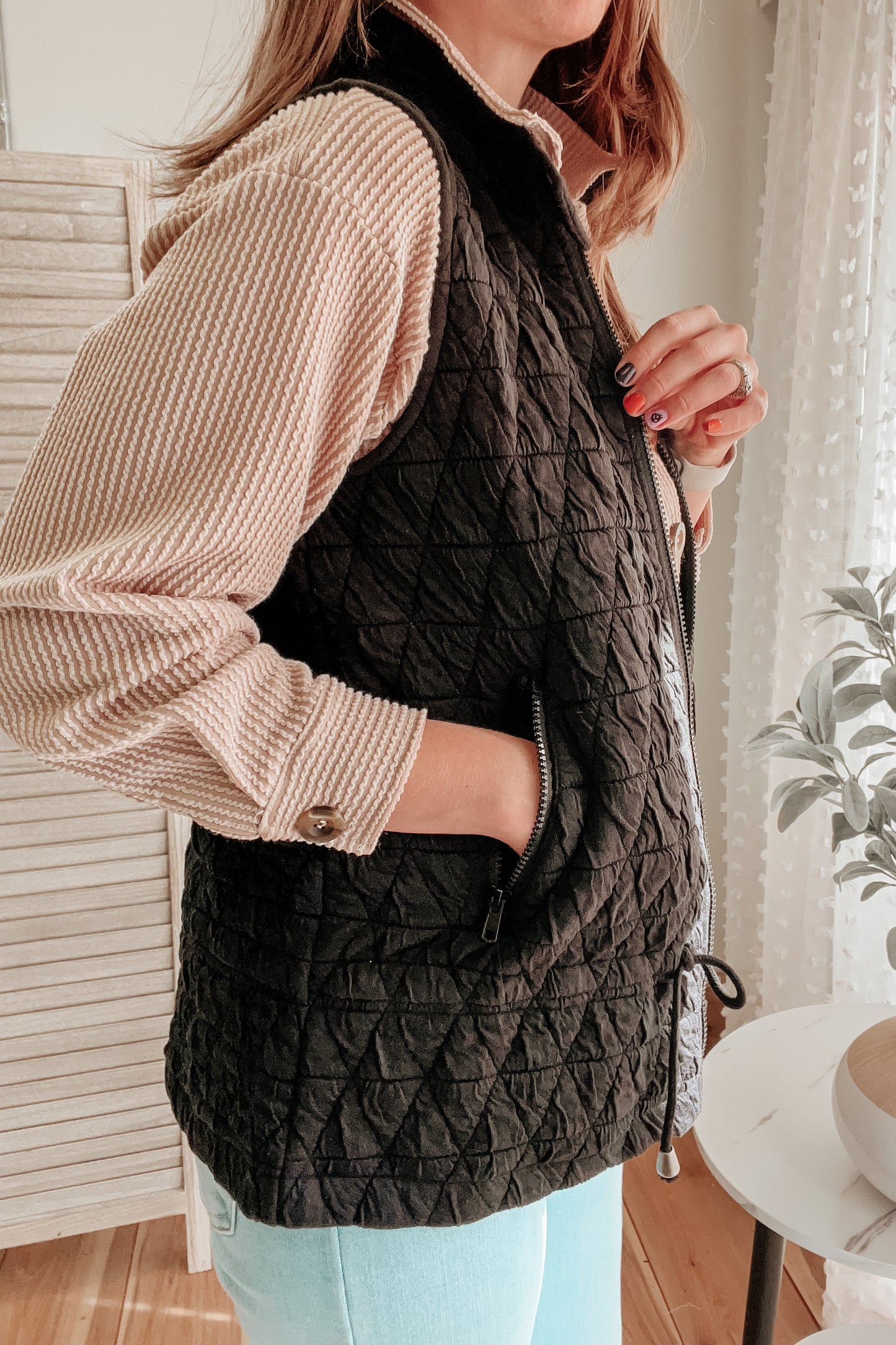 Quilted Drawstring Vest