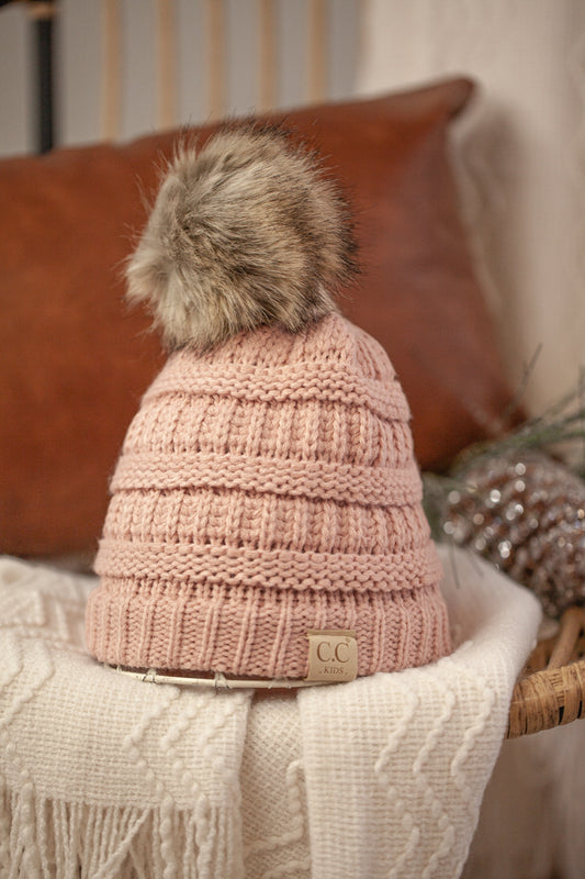 Girl's C.C. Hat with Fur Pom
