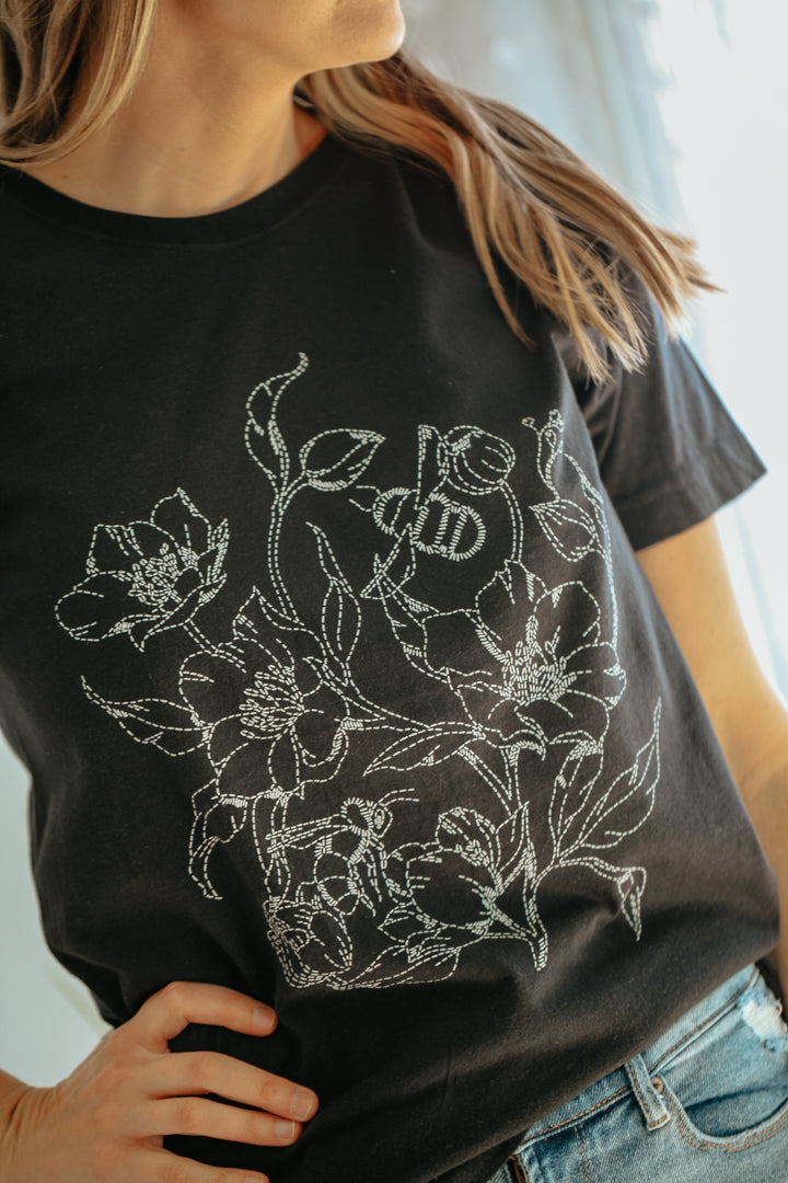 Flower Embroidery Graphic Top