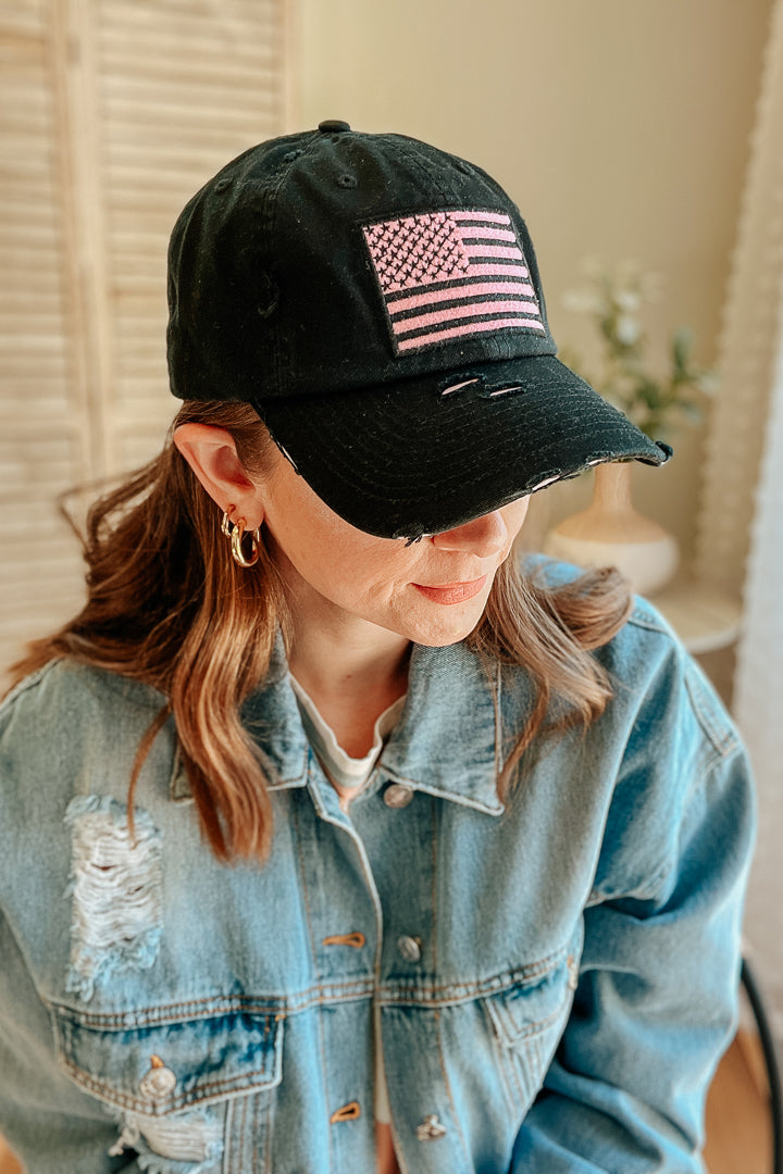 American Flag Washed Cap