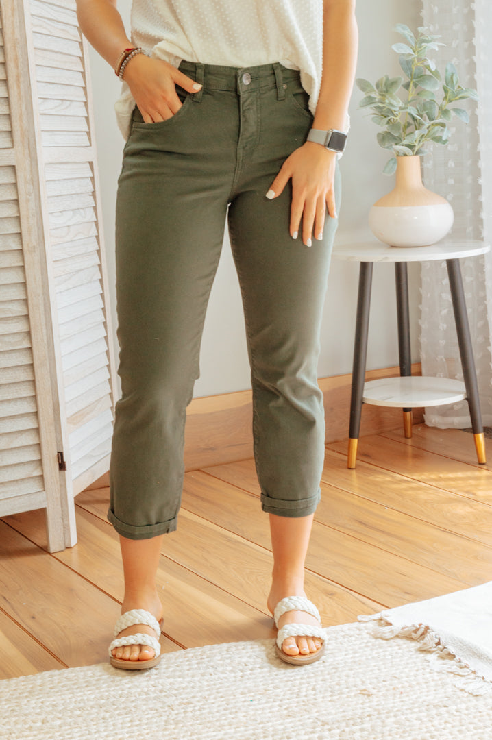 womens jag jeans olive green mid-rise twill pants