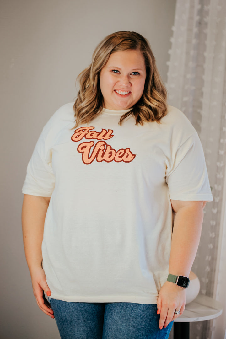 plus size womens fall vibes graphic tee ivory