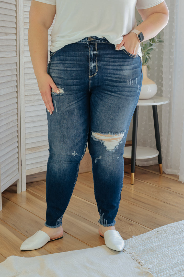 plus size womens distressed skinny dark wash denim jeans