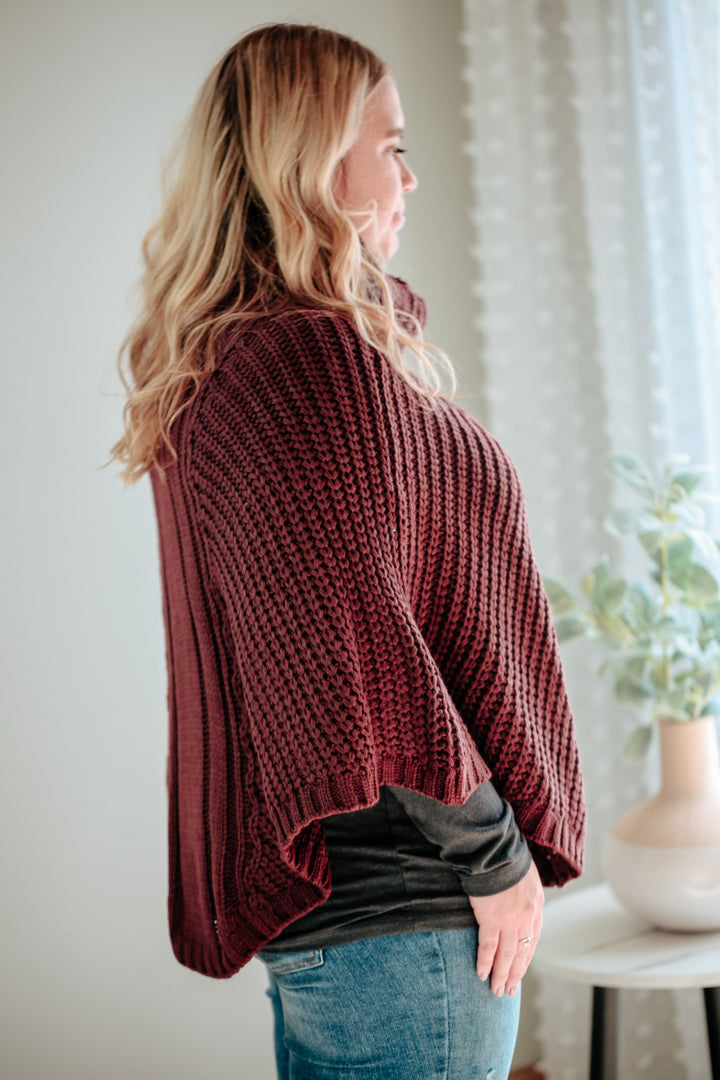 Cable Knit Poncho Sweater